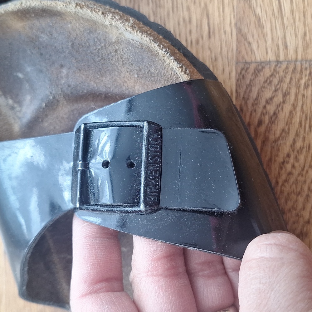 Birkenstock Madrid Patent Leather Slide Sandals 8 - Picture 7 of 9